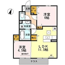 ソレイユ・i 1階2LDKの間取り