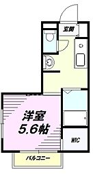 ジュピター片倉壱番館 2階1Kの間取り