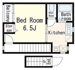 メゾン・ディライト 2階1Kの間取り