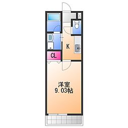 プリエりんくうB 1Kの間取図画像