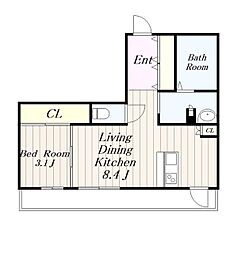 JMFレジデンス町田 5階1LDKの間取り