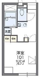 レオパレスエミネンス 1Kの間取図画像
