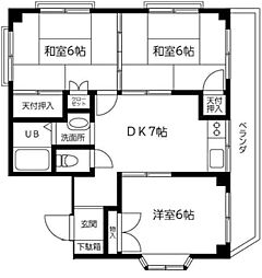 パークハイム 3階3DKの間取り
