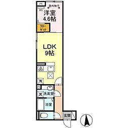 アヴァンスお花茶屋 1階1LDKの間取り
