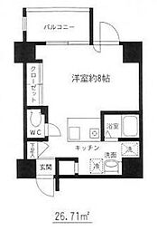 アールレジデンス 9階ワンルームの間取り