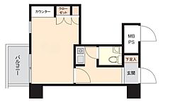 新丸子ダイカンプラザシティ 2階1Kの間取り