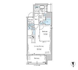 パークアクシス新御徒町イースト 1LDKの間取図画像