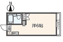 エブラ学大 1階ワンルームの間取り