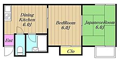 モンフィス大鶴 2DKの間取図画像