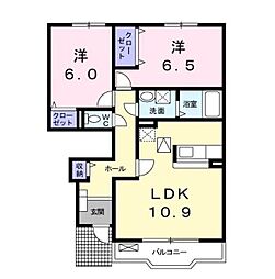 ルシェール 2LDKの間取図画像