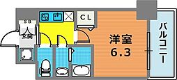 ファステート神戸コンチェール 7階1Kの間取り