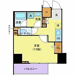 東京メトロ南北線 王子神谷駅 徒歩6分の賃貸マンション 8階1Kの間取り