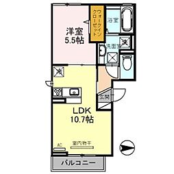 Osaka Metro御堂筋線 新金岡駅 徒歩10分の賃貸アパート 2階1LDKの間取り