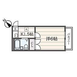 山手グリーンハウス1 ワンルームの間取図画像