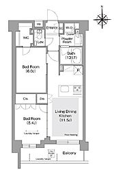 コンフォリア・リヴ文京護国寺 212 1階2LDKの間取り