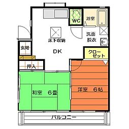 カームハイツ 2DKの間取図画像