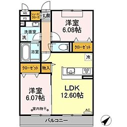 K-コーポ 2LDKの間取図画像