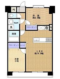 ライオンズマンション草加高砂 6階2LDKの間取り