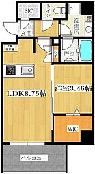 ルーブルロジェ平和 1LDKの間取図画像