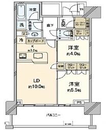 新交通ゆりかもめ 新豊洲駅 徒歩6分の賃貸マンション 8階2LDKの間取り