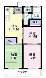 大原ハイツ 1階3DKの間取り