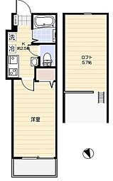 アリロッセ赤羽 1Kの間取図画像