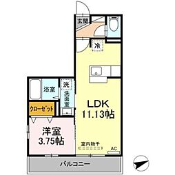 ファミール上の台 1LDKの間取図画像
