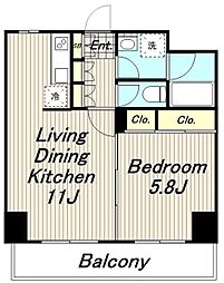 ベェルヴェル稲城 11階1LDKの間取り