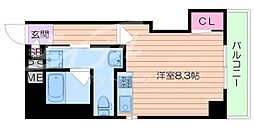 エルプラド都島 1Kの間取図画像