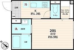 仮称ヴィヴレ田端 2階1Kの間取り