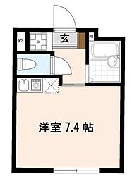 アンベリール・メゾン 1階ワンルームの間取り