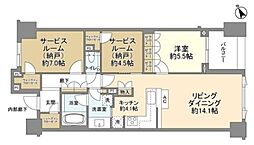東京メトロ千代田線 赤坂駅 徒歩6分の賃貸マンション 2階1SLDKの間取り