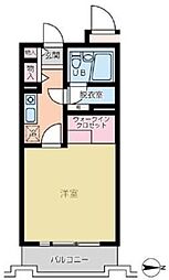 エスポワール橋本 2階ワンルームの間取り