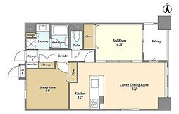 レクセルマンション上野松が谷 5階1SLDKの間取り