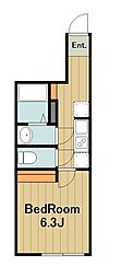 相模原市緑区橋本4丁目アパート 1Kの間取図画像
