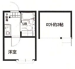 ライフピアカノン 2階1Kの間取り