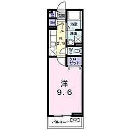 フルール宇賀徳 1Kの間取図画像