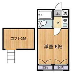 メゾン中和泉 1階1Kの間取り