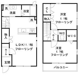都営新宿線 瑞江駅 徒歩14分の賃貸テラスハウス 1階2LDKの間取り