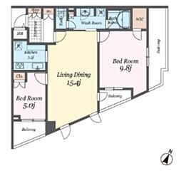 パシフィックレジデンス目黒本町 2LDKの間取図画像