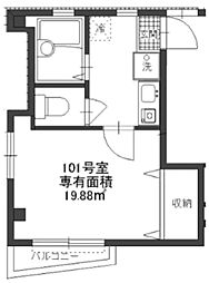 JR中央線 荻窪駅 徒歩8分の賃貸マンション 1階1Kの間取り