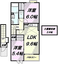 ベル　ジュネス　I 2階2LDKの間取り