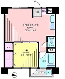 清和マンション 6階1DKの間取り
