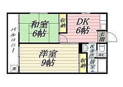コーポ黒沢 2DKの間取図画像