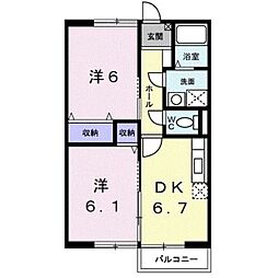 JR阪和線 紀伊駅 徒歩7分の賃貸アパート 1階2DKの間取り