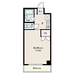 コムネット町田 2階1Kの間取り