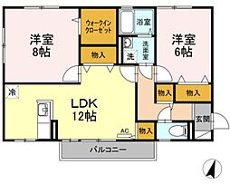 グランボナール 2LDKの間取図画像