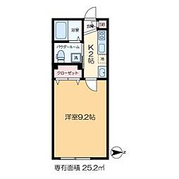 パインヒル18 2階1Kの間取り