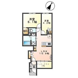 チャーム・ツートン 2LDKの間取図画像