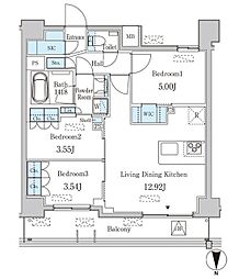 JP noie 西蒲田 12階3LDKの間取り
